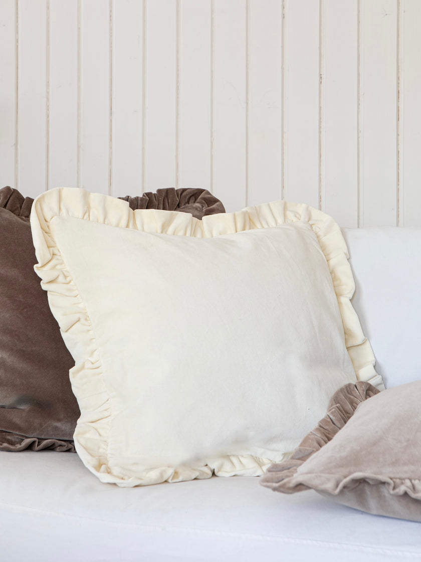 Frilled Off white-Koddaver með flauelsáferð úr bómull